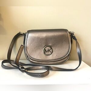 MICHAEL Michael Kors Delancy Metallic Bronze-Tone Crossbody Bag